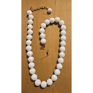 VINTAGE MONET White Beaded Necklace Chunky‎ Statement Fashion Jewelry